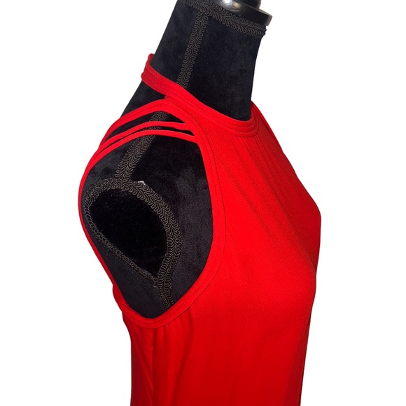 Diane von Furstenberg Sophia Dress Size 6 Silk Halter Gown Poppy Red Strappy - Picture 7 of 16
